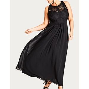 Paneled Bodice Maxi Dress - black